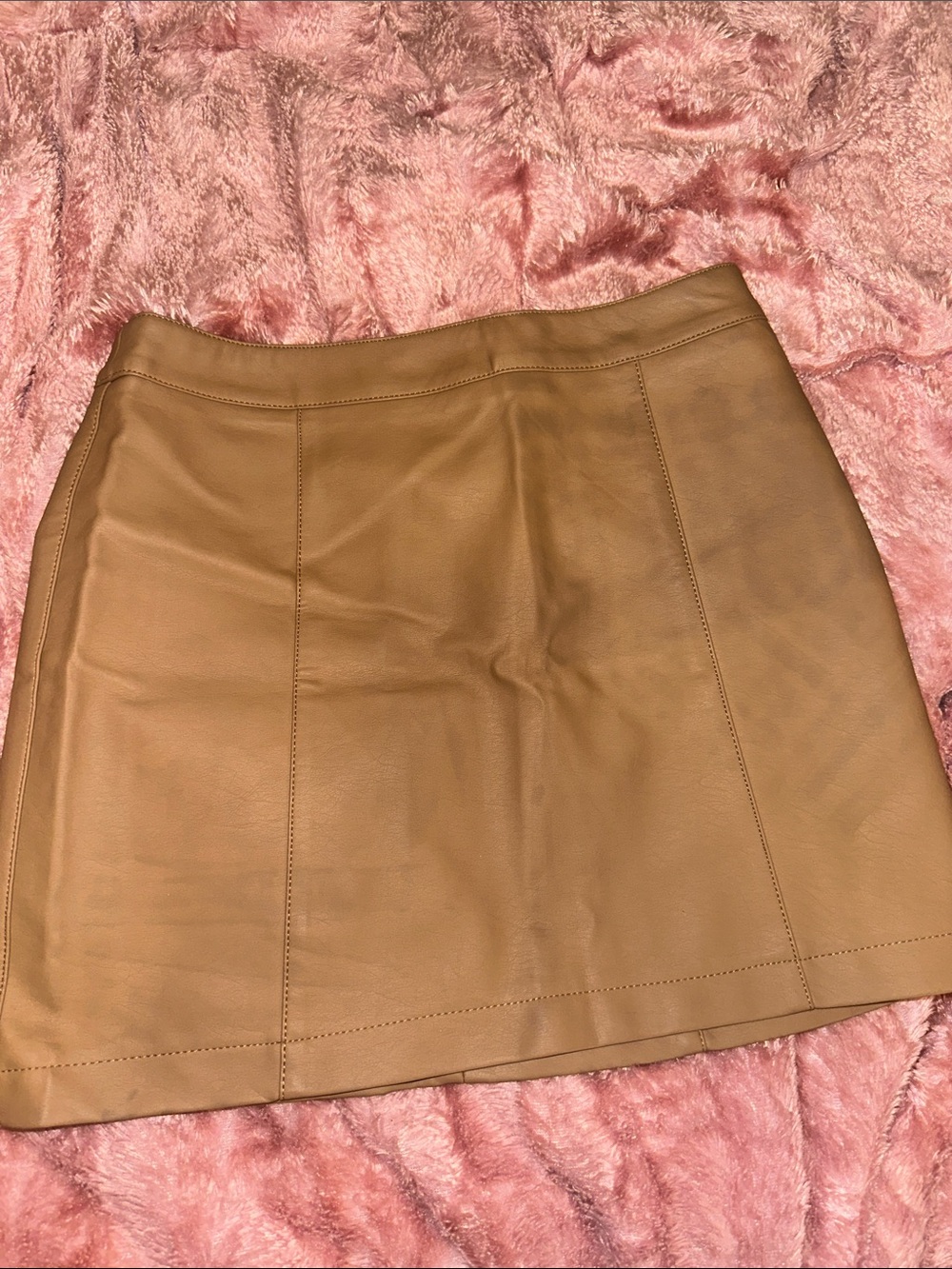 Forever 21 Tan Faux Leather Mini Skirt